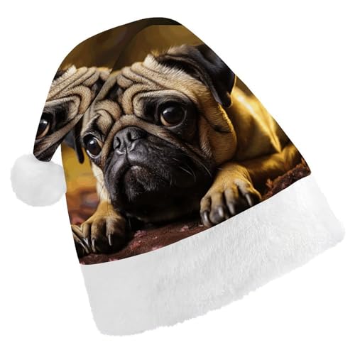 GBNMQED Weihnachtsmütze, Weihnachtsmannmützen für Erwachsene, bequeme Weihnachtsmütze, Schrei, Mops, bedruckt, Weihnachtsmütze für Neujahr, festliche Party, Weihnachts-Kopfschmuck GBNMQED Weihnachtsmütze, Weihnachtsmannmützen für Erwachsene, bequeme Weihnachtsmütze, Schrei, Mops, bedruckt, Weihnachtsmütze für Neujahr, festliche Party, Weihnachts-Kopfschmuck von GBNMQED