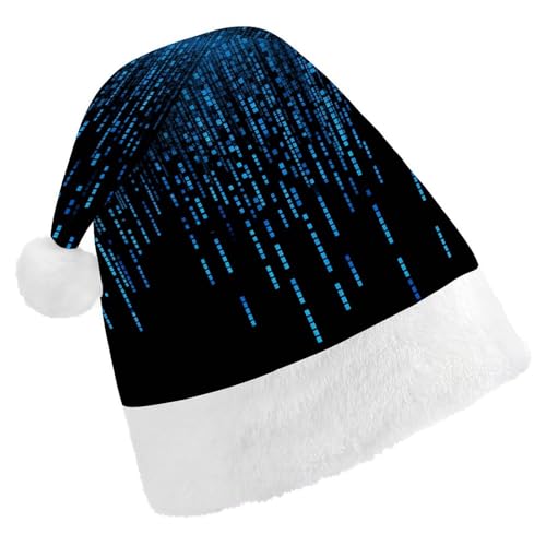 GBNMQED Weihnachtsmütze, Weihnachtsmannmützen für Erwachsene, bequeme Weihnachtsmütze, blaue Binärmatrix, bedruckt, Weihnachtsmütze für Neujahr, festliche Party, Weihnachts-Kopfschmuck GBNMQED Weihnachtsmütze, Weihnachtsmannmützen für Erwachsene, bequeme Weihnachtsmütze, blaue Binärmatrix, bedruckt, Weihnachtsmütze für Neujahr, festliche Party, Weihnachts-Kopfschmuck von GBNMQED