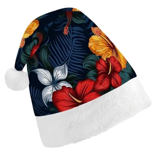 GBNMQED Weihnachtsmütze, Weihnachtsmannmützen für Erwachsene, bequeme Weihnachtsmütze, realistische hawaiianische Blumen, bedruckt, Weihnachtsmütze für Neujahr, festliche Party, Weihnachts-Kopfschmuck GBNMQED Weihnachtsmütze, Weihnachtsmannmützen für Erwachsene, bequeme Weihnachtsmütze, realistische hawaiianische Blumen, bedruckt, Weihnachtsmütze für Neujahr, festliche Party, Weihnachts-Kopfschmuck von GBNMQED