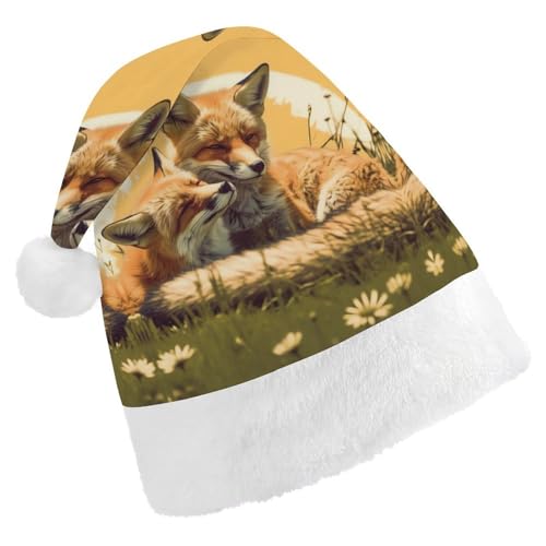 GBNMQED Weihnachtsmütze, Weihnachtsmannmützen für Erwachsene, bequeme Weihnachtsmütze, zwei Fuchs, Tiere, bedruckt, Weihnachtsmütze für Neujahr, festliche Party, Weihnachts-Kopfschmuck GBNMQED Weihnachtsmütze, Weihnachtsmannmützen für Erwachsene, bequeme Weihnachtsmütze, zwei Fuchs, Tiere, bedruckt, Weihnachtsmütze für Neujahr, festliche Party, Weihnachts-Kopfschmuck von GBNMQED