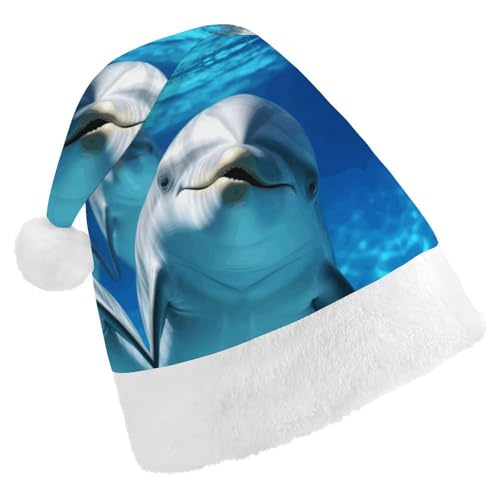 GBNMQED Weihnachtsmütze für Erwachsene, bequeme Weihnachtsmütze, Delfin mit einem Lächeln, bedruckt, Weihnachtsmütze für Neujahr, festliche Party, Weihnachts-Kopfschmuck GBNMQED Weihnachtsmütze für Erwachsene, bequeme Weihnachtsmütze, Delfin mit einem Lächeln, bedruckt, Weihnachtsmütze für Neujahr, festliche Party, Weihnachts-Kopfschmuck von GBNMQED