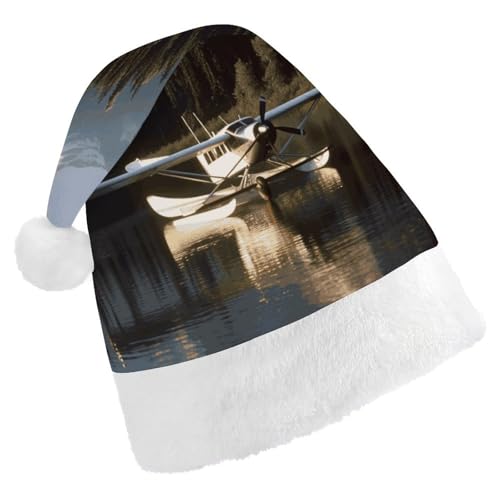 GBNMQED Weihnachtsmütze für Erwachsene, bequeme Weihnachtsmütze, Flugzeug auf See, bedruckt, Weihnachtsmütze für Neujahr, festliche Party, Weihnachts-Kopfschmuck GBNMQED Weihnachtsmütze für Erwachsene, bequeme Weihnachtsmütze, Flugzeug auf See, bedruckt, Weihnachtsmütze für Neujahr, festliche Party, Weihnachts-Kopfschmuck von GBNMQED
