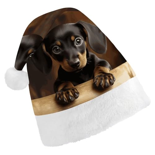 GBNMQED Weihnachtsmütze für Erwachsene, bequeme Weihnachtsmütze, Hund, Dackel, bedruckt, Weihnachtsmütze für Neujahr, festliche Party, Weihnachts-Kopfschmuck GBNMQED Weihnachtsmütze für Erwachsene, bequeme Weihnachtsmütze, Hund, Dackel, bedruckt, Weihnachtsmütze für Neujahr, festliche Party, Weihnachts-Kopfschmuck von GBNMQED