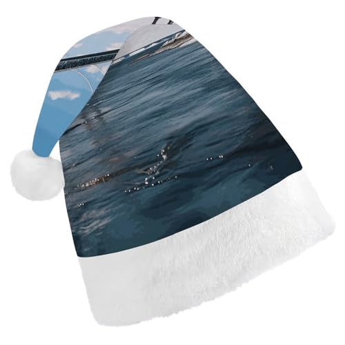 GBNMQED Weihnachtsmütze für Erwachsene, bequeme Weihnachtsmütze, Mackinac-Hängebrücke, bedruckt, Weihnachtsmütze für Neujahr, festliche Party, Weihnachts-Kopfschmuck GBNMQED Weihnachtsmütze für Erwachsene, bequeme Weihnachtsmütze, Mackinac-Hängebrücke, bedruckt, Weihnachtsmütze für Neujahr, festliche Party, Weihnachts-Kopfschmuck von GBNMQED