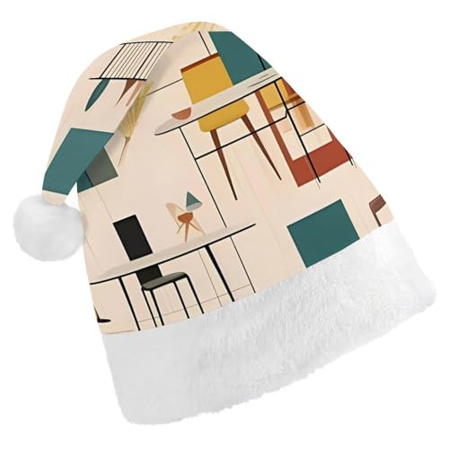 GBNMQED Weihnachtsmütze für Erwachsene, bequeme Weihnachtsmütze, Mitte des Jahrhunderts, modern, bedruckt, Weihnachtsmütze für Neujahr, festliche Party, Weihnachts-Kopfschmuck GBNMQED Weihnachtsmütze für Erwachsene, bequeme Weihnachtsmütze, Mitte des Jahrhunderts, modern, bedruckt, Weihnachtsmütze für Neujahr, festliche Party, Weihnachts-Kopfschmuck von GBNMQED
