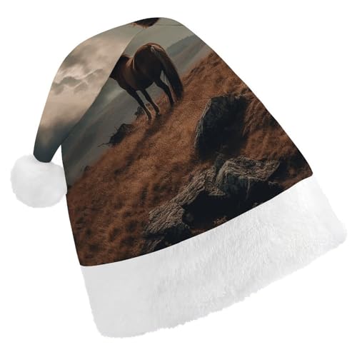 GBNMQED Weihnachtsmütze für Erwachsene, bequeme Weihnachtsmütze, Pferd, das auf dem Berg grast, bedruckt, Weihnachtsmütze für Neujahr, festliche Party, Weihnachts-Kopfschmuck GBNMQED Weihnachtsmütze für Erwachsene, bequeme Weihnachtsmütze, Pferd, das auf dem Berg grast, bedruckt, Weihnachtsmütze für Neujahr, festliche Party, Weihnachts-Kopfschmuck von GBNMQED