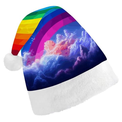 GBNMQED Weihnachtsmütze für Erwachsene, bequeme Weihnachtsmütze, Regenbogen-Druck, Weihnachtsmütze für Neujahr, festliche Party, Weihnachts-Kopfschmuck GBNMQED Weihnachtsmütze für Erwachsene, bequeme Weihnachtsmütze, Regenbogen-Druck, Weihnachtsmütze für Neujahr, festliche Party, Weihnachts-Kopfschmuck von GBNMQED