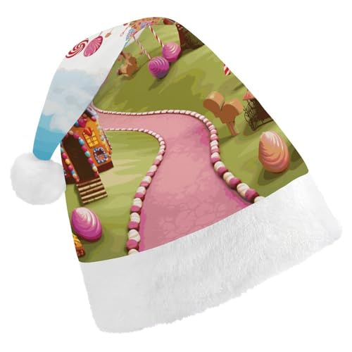 GBNMQED Weihnachtsmütze für Erwachsene, bequeme Weihnachtsmütze, Süßigkeitenland-Druck, Weihnachtsmütze für Neujahr, festliche Party, Weihnachts-Kopfschmuck GBNMQED Weihnachtsmütze für Erwachsene, bequeme Weihnachtsmütze, Süßigkeitenland-Druck, Weihnachtsmütze für Neujahr, festliche Party, Weihnachts-Kopfschmuck von GBNMQED
