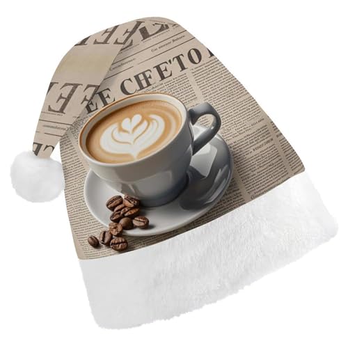 GBNMQED Weihnachtsmütze für Erwachsene, bequeme Weihnachtsmütze, Vintage-Kaffee-Druck, Weihnachtsmütze für Neujahr, festliche Party, Weihnachts-Kopfschmuck GBNMQED Weihnachtsmütze für Erwachsene, bequeme Weihnachtsmütze, Vintage-Kaffee-Druck, Weihnachtsmütze für Neujahr, festliche Party, Weihnachts-Kopfschmuck von GBNMQED