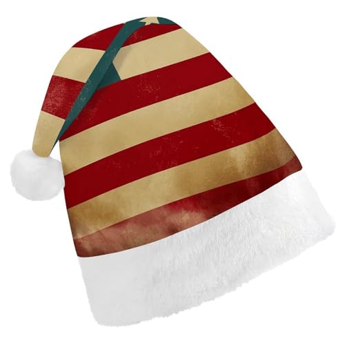 GBNMQED Weihnachtsmütze für Erwachsene, bequeme Weihnachtsmütze, Vintage-Stil, amerikanische Flagge, bedruckt, Weihnachtsmütze für Neujahr, festliche Party, Weihnachts-Kopfschmuck GBNMQED Weihnachtsmütze für Erwachsene, bequeme Weihnachtsmütze, Vintage-Stil, amerikanische Flagge, bedruckt, Weihnachtsmütze für Neujahr, festliche Party, Weihnachts-Kopfschmuck von GBNMQED