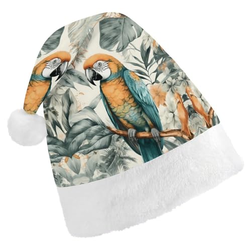 GBNMQED Weihnachtsmütze für Erwachsene, bequeme Weihnachtsmütze, Vögel im Dschungel, bedruckte Weihnachtsmütze für Neujahr, festliche Party, Weihnachts-Kopfschmuck GBNMQED Weihnachtsmütze für Erwachsene, bequeme Weihnachtsmütze, Vögel im Dschungel, bedruckte Weihnachtsmütze für Neujahr, festliche Party, Weihnachts-Kopfschmuck von GBNMQED