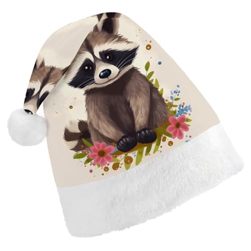 GBNMQED Weihnachtsmütze für Erwachsene, bequeme Weihnachtsmütze, Waschbär, bedruckt, Weihnachtsmütze für Neujahr, festliche Party, Weihnachts-Kopfschmuck GBNMQED Weihnachtsmütze für Erwachsene, bequeme Weihnachtsmütze, Waschbär, bedruckt, Weihnachtsmütze für Neujahr, festliche Party, Weihnachts-Kopfschmuck von GBNMQED