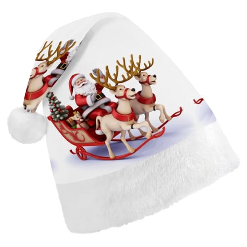 GBNMQED Weihnachtsmütze für Erwachsene, bequeme Weihnachtsmütze, Weihnachtsmann, Rentier, Schlitten, bedruckt, Weihnachtsmütze für Neujahr, festliche Party, Weihnachts-Kopfschmuck GBNMQED Weihnachtsmütze für Erwachsene, bequeme Weihnachtsmütze, Weihnachtsmann, Rentier, Schlitten, bedruckt, Weihnachtsmütze für Neujahr, festliche Party, Weihnachts-Kopfschmuck von GBNMQED