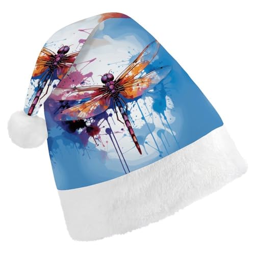 GBNMQED Weihnachtsmütze für Erwachsene, bequeme Weihnachtsmütze, bunt, abstrakt, Libellen-Druck, Weihnachtsmütze für Neujahr, festliche Party, Weihnachts-Kopfschmuck GBNMQED Weihnachtsmütze für Erwachsene, bequeme Weihnachtsmütze, bunt, abstrakt, Libellen-Druck, Weihnachtsmütze für Neujahr, festliche Party, Weihnachts-Kopfschmuck von GBNMQED