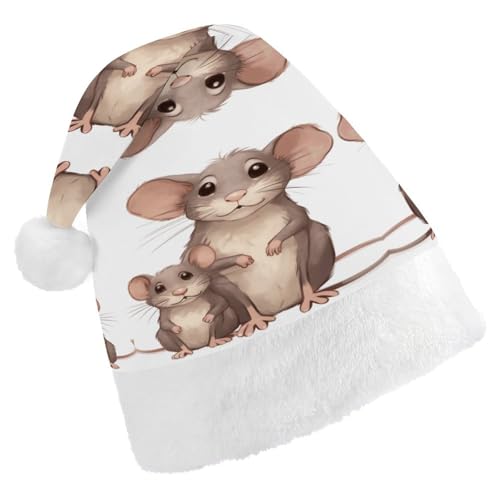 GBNMQED Weihnachtsmütze für Erwachsene, bequeme Weihnachtsmütze, große Maus und kleine Maus, bedruckt, Weihnachtsmütze für Neujahr, festliche Party, Weihnachts-Kopfschmuck GBNMQED Weihnachtsmütze für Erwachsene, bequeme Weihnachtsmütze, große Maus und kleine Maus, bedruckt, Weihnachtsmütze für Neujahr, festliche Party, Weihnachts-Kopfschmuck von GBNMQED