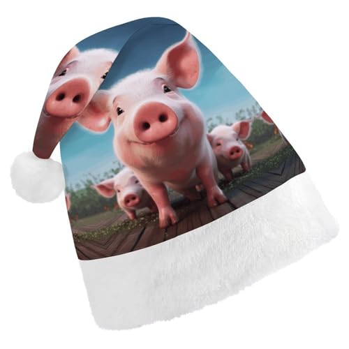 GBNMQED Weihnachtsmütze für Erwachsene, bequeme Weihnachtsmütze, lustig, niedliches Schwein, bedruckt, Weihnachtsmütze für Neujahr, festliche Party, Weihnachts-Kopfschmuck GBNMQED Weihnachtsmütze für Erwachsene, bequeme Weihnachtsmütze, lustig, niedliches Schwein, bedruckt, Weihnachtsmütze für Neujahr, festliche Party, Weihnachts-Kopfschmuck von GBNMQED