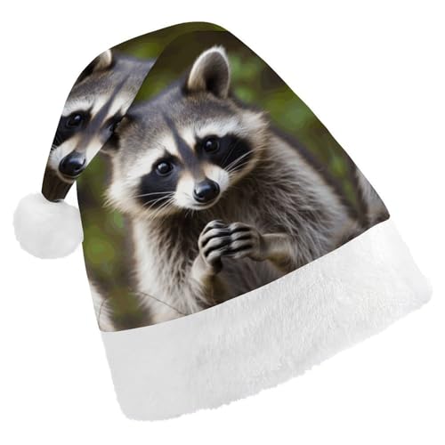 GBNMQED Weihnachtsmütze für Erwachsene, bequeme Weihnachtsmütze, niedlicher Waschbär, bedruckt, Weihnachtsmütze für Neujahr, festliche Party, Weihnachts-Kopfschmuck GBNMQED Weihnachtsmütze für Erwachsene, bequeme Weihnachtsmütze, niedlicher Waschbär, bedruckt, Weihnachtsmütze für Neujahr, festliche Party, Weihnachts-Kopfschmuck von GBNMQED