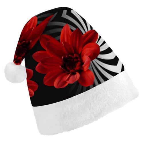 GBNMQED Weihnachtsmütze für Erwachsene, bequeme Weihnachtsmütze, rote Blume, 1 bedruckte Weihnachtsmütze für Neujahr, festliche Party, Weihnachts-Kopfschmuck GBNMQED Weihnachtsmütze für Erwachsene, bequeme Weihnachtsmütze, rote Blume, 1 bedruckte Weihnachtsmütze für Neujahr, festliche Party, Weihnachts-Kopfschmuck von GBNMQED