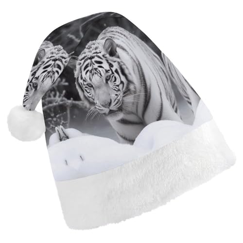 GBNMQED Weihnachtsmütze für Erwachsene, bequeme Weihnachtsmütze, weißer Tiger im Schnee, bedruckt, Weihnachtsmütze für Neujahr, festliche Party, Weihnachts-Kopfschmuck GBNMQED Weihnachtsmütze für Erwachsene, bequeme Weihnachtsmütze, weißer Tiger im Schnee, bedruckt, Weihnachtsmütze für Neujahr, festliche Party, Weihnachts-Kopfschmuck von GBNMQED