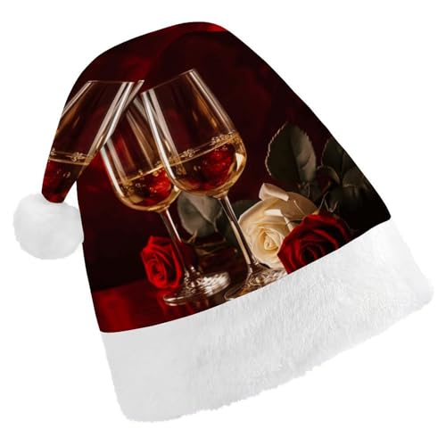 GBNMQED Weihnachtsmütze für Erwachsene, bequeme Weihnachtsmütze, zwei Gläser Weißwein, bedruckt, Weihnachtsmütze für Neujahr, festliche Party, Weihnachts-Kopfschmuck GBNMQED Weihnachtsmütze für Erwachsene, bequeme Weihnachtsmütze, zwei Gläser Weißwein, bedruckt, Weihnachtsmütze für Neujahr, festliche Party, Weihnachts-Kopfschmuck von GBNMQED