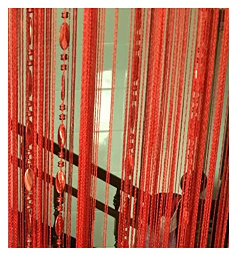 GBSONGLIANGBO Fadenvorhang,Perlenvorhang 12 Farbe Perlen Linie Vorhang Moderne Garn gefärbte Vorhänge for Wohnzimmertür Hotel Café Innendekoration Feste Vorhang(Red) von GBSONGLIANGBO