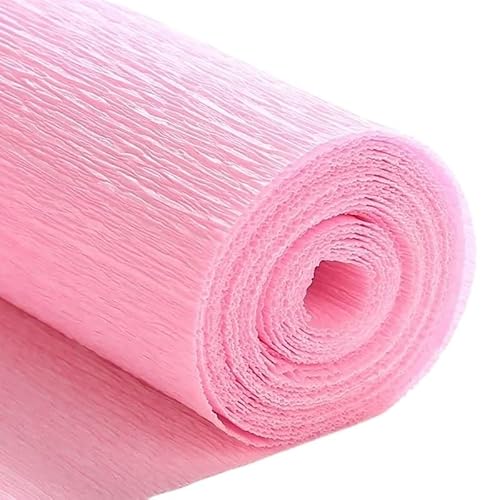 GBSONGLIANGBO Krepppapier,Krepppapier Bunt 1 Stücke 50x250cm Farbiges Krepppapier Basteln DIY Blumen Dekoration Geschenkpapier Bastelrolle Origami Handgemachtes zerknittertes Papier(Baby pink) von GBSONGLIANGBO