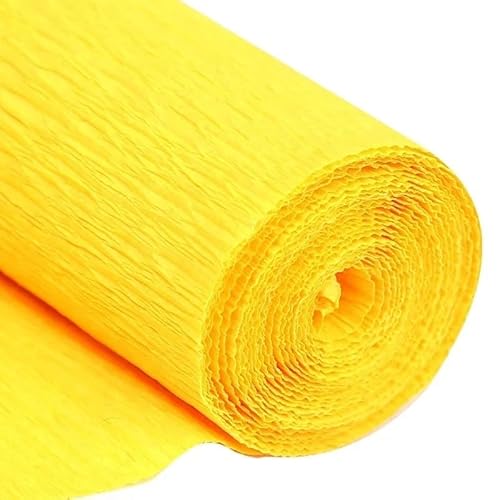 GBSONGLIANGBO Krepppapier,Krepppapier Bunt 1 Stücke 50x250cm Farbiges Krepppapier Basteln DIY Blumen Dekoration Geschenkpapier Bastelrolle Origami Handgemachtes zerknittertes Papier(Golden Yellow) von GBSONGLIANGBO