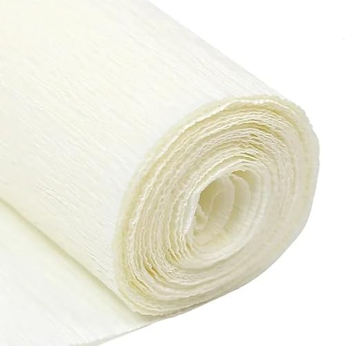 GBSONGLIANGBO Krepppapier,Krepppapier Bunt 1 Stücke 50x250cm Farbiges Krepppapier Basteln DIY Blumen Dekoration Geschenkpapier Bastelrolle Origami Handgemachtes zerknittertes Papier(Off-White) von GBSONGLIANGBO