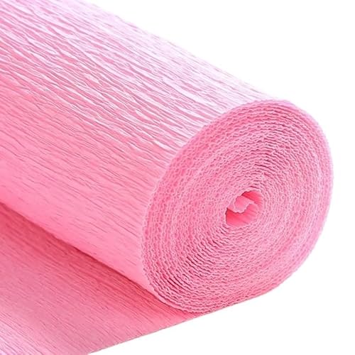 GBSONGLIANGBO Krepppapier,Krepppapier Bunt 1 Stücke 50x250cm Farbiges Krepppapier Basteln DIY Blumen Dekoration Geschenkpapier Bastelrolle Origami Handgemachtes zerknittertes Papier(Pink) von GBSONGLIANGBO