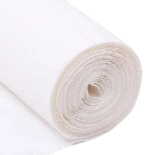 GBSONGLIANGBO Krepppapier,Krepppapier Bunt 1 Stücke 50x250cm Farbiges Krepppapier Basteln DIY Blumen Dekoration Geschenkpapier Bastelrolle Origami Handgemachtes zerknittertes Papier(Pure White) von GBSONGLIANGBO