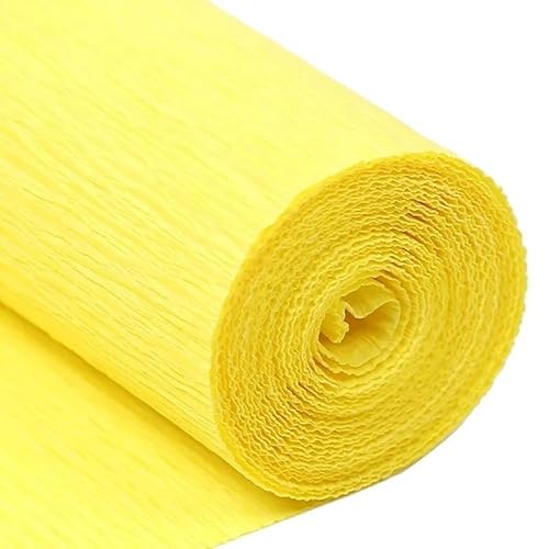 GBSONGLIANGBO Krepppapier,Krepppapier Bunt 1 Stücke 50x250cm Farbiges Krepppapier Basteln DIY Blumen Dekoration Geschenkpapier Bastelrolle Origami Handgemachtes zerknittertes Papier(Yellow) von GBSONGLIANGBO
