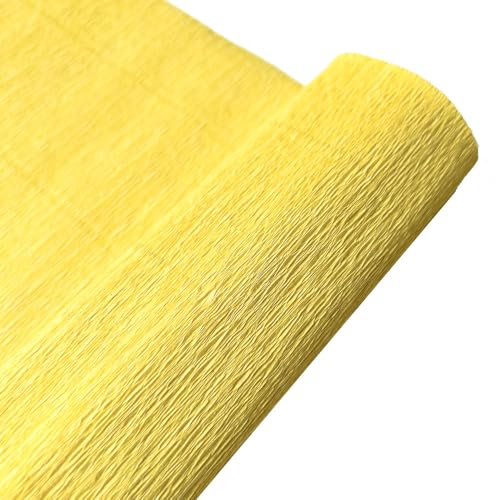 GBSONGLIANGBO Krepppapier,Krepppapier Bunt 10 Rolle 250 * 25cm Farbige Krepp Papier Rolle Origami Gefältelt Handwerk DIY Blumen Dekoration Geschenk Verpackung Papier(Yellow) von GBSONGLIANGBO