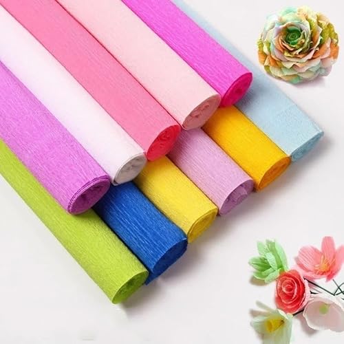 GBSONGLIANGBO Krepppapier,Krepppapier Bunt 250 * 50 cm/2 Rolle DIY Blume Verpackung Verpackung Krepp Papiere Handgemachte Materialien Handwerk Papier Geschenkpapier(Lemon Yellow) von GBSONGLIANGBO