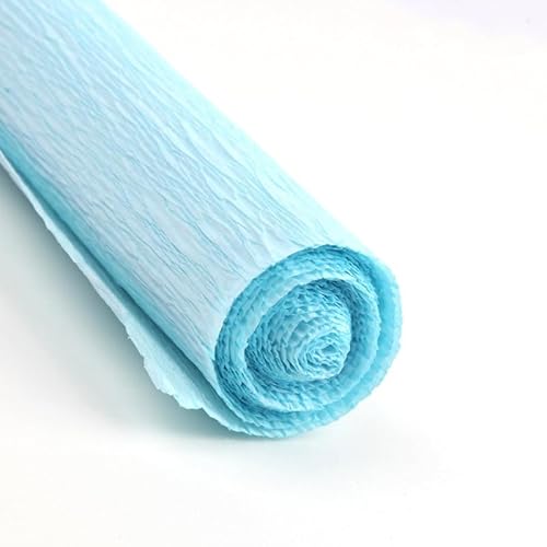 GBSONGLIANGBO Krepppapier,Krepppapier Bunt 4 Stück 50x250 cm farbige Krepppapierrolle Origami zerknittertes Krepppapier Basteln DIY Blumen Dekoration Geschenkpapier Basteln(Light Blue) von GBSONGLIANGBO
