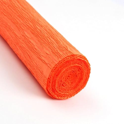 GBSONGLIANGBO Krepppapier,Krepppapier Bunt 4 Stück 50x250 cm farbige Krepppapierrolle Origami zerknittertes Krepppapier Basteln DIY Blumen Dekoration Geschenkpapier Basteln(Orange red) von GBSONGLIANGBO