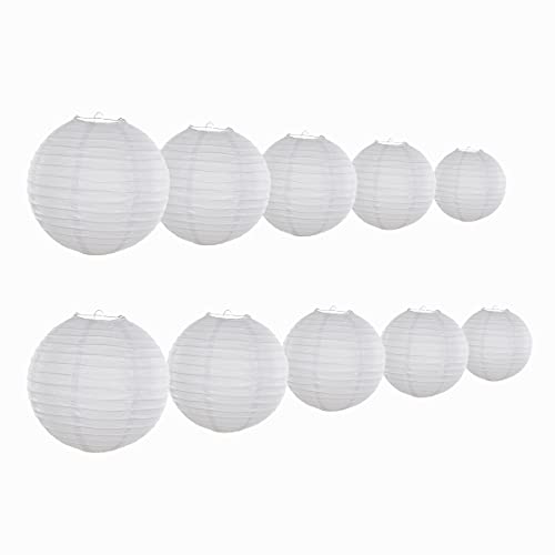 GBSONGLIANGBO Papierlampion,Papierlaternen 10 Teile/los Mix Größe (10 cm, 15 cm, 20 cm, 25 cm, 30 cm) Weißbuch Laternen Papier Ball Lampion for Hochzeitsfeier Urlaub Dekora von GBSONGLIANGBO