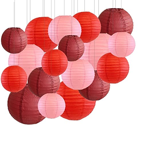 GBSONGLIANGBO Papierlampion,Papierlaternen 18 stücke rot rosa runde Papier Laternen dekorative hängende Lampe for hochzeitspariten dekor GBSONGLIANGBO Papierlampion,Papierlaternen 18 stücke rot rosa runde Papier Laternen dekorative hängende Lampe for hochzeitspariten dekor von GBSONGLIANGBO