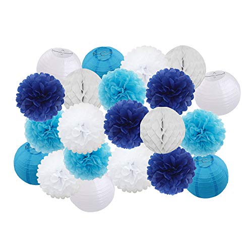 GBSONGLIANGBO Papierlampion,Papierlaternen 21 Teile/Satz Dekoration blau/grün/rosa Feste runde Papier Laterne Party dekor hängende Papier Handwerk Ornament(1) von GBSONGLIANGBO