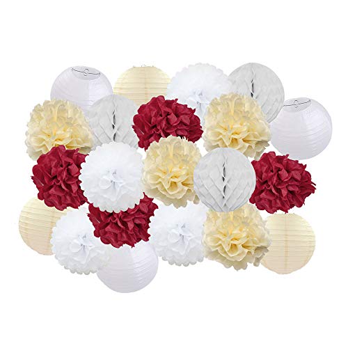 GBSONGLIANGBO Papierlampion,Papierlaternen 21 Teile/Satz Dekoration blau/grün/rosa Feste runde Papier Laterne Party dekor hängende Papier Handwerk Ornament(10) von GBSONGLIANGBO