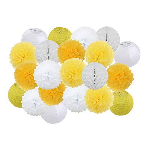 GBSONGLIANGBO Papierlampion,Papierlaternen 21 Teile/Satz Dekoration blau/grün/rosa Feste runde Papier Laterne Party dekor hängende Papier Handwerk Ornament(2) von GBSONGLIANGBO