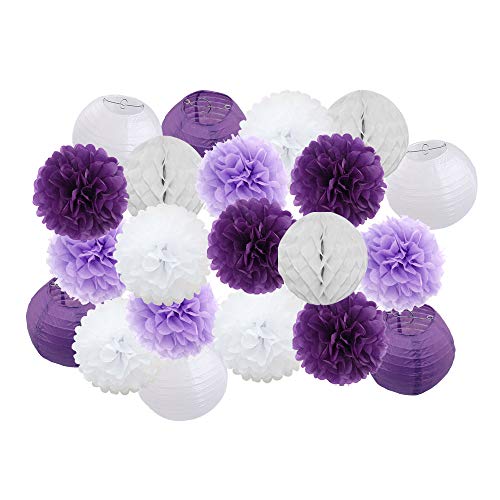 GBSONGLIANGBO Papierlampion,Papierlaternen 21 Teile/Satz Dekoration blau/grün/rosa Feste runde Papier Laterne Party dekor hängende Papier Handwerk Ornament(6) von GBSONGLIANGBO