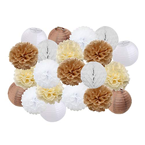 GBSONGLIANGBO Papierlampion,Papierlaternen 21 Teile/Satz Dekoration blau/grün/rosa Feste runde Papier Laterne Party dekor hängende Papier Handwerk Ornament(8) von GBSONGLIANGBO