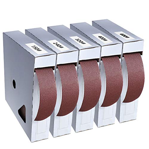GBSONGLIANGBO Schleifpapier, Schleifpapier Set 1 STÜCKE 50M Schleifmittelschlafpapier Metall Emery Tuch Roll 150/240/320/400/600 GRIT Trockene Polierschutzwerkzeuge für Metall Holzbearbeitung(600) von GBSONGLIANGBO