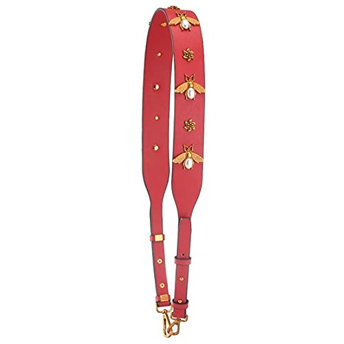 GBSONGLIANGBO Taschen Kette,Taschenkette Mode Vintage Gold Metall Bienenbeutelband Hohe Qualität Leder Schultergurt Frauen Ersatz GG Beutel-Teile-Accessoires.(Red) von GBSONGLIANGBO