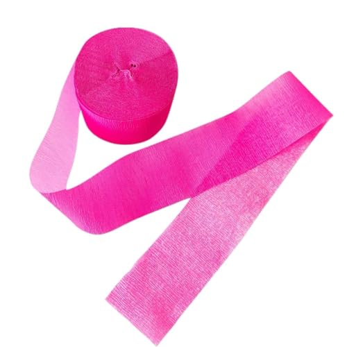 Krepppapier,Krepppapier Bunt 8 Rollen 4,5 cm * 25 Meter Krepppapier Luftschlangen Seidenpapier Rolle Blumen Basteln Herstellung Geburtstag Hochzeit Party Hintergrund DIY Dekoration(Fluorescence pink) von GBSONGLIANGBO