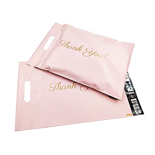 Versandtaschen,Versandtüten 100 Stück Versandtaschen Einkaufstaschen Kuriertaschen Selbstversiegelnde Poly-Versandtasche mit Logo Express-Beutel Griff Umschlagtaschen(32x41x7 PK Thank you) von GBSONGLIANGBO