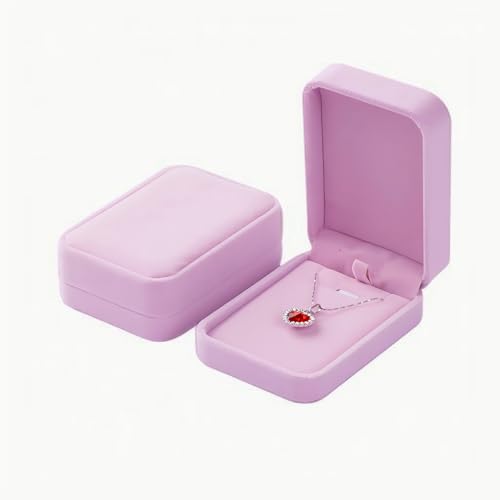 GBSTORE Klassische Samt-Schmuckschatulle für Halsketten, Ohrringe, Schmuck-Präsentationsbox, Geschenkbox für Hochzeit, Verlobung, Geburtstag, Jahrestag und Weihnachten (Rosa) von GBSTORE