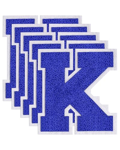 GBTBYS Varsity-Buchstaben-Flicken aus Chenille, zum Aufbügeln, für Rucksäcke, bestickte Applikation, Jacke, Kapuzenpullover, Taschen, Abschlussfeier, Geburtstag, Party, Blau, 5 Stück von GBTBYS