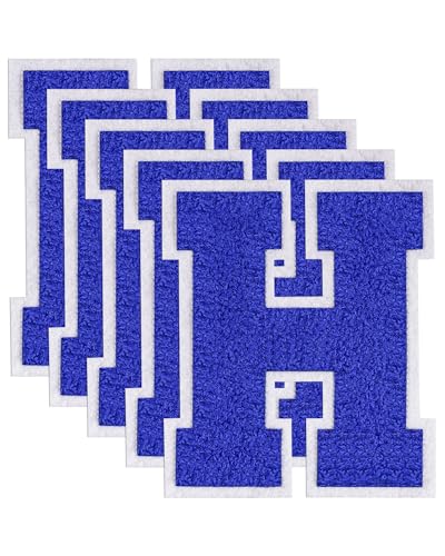 GBTBYS Varsity-Buchstaben-Flicken aus Chenille, zum Aufbügeln, für Rucksäcke, bestickte Applikation, Jacke, Kapuzenpullover, Taschen, Abschlussfeier, Geburtstag, Party, Blau, 5 Stück von GBTBYS