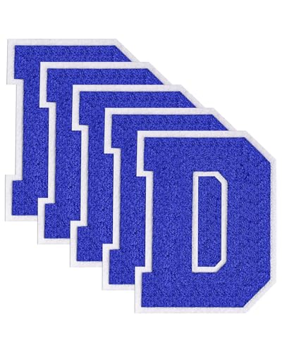 GBTBYS Varsity-Buchstaben-Flicken aus Chenille, zum Aufbügeln, für Rucksäcke, bestickte Applikation, Jacke, Kapuzenpullover, Taschen, Abschlussfeier, Geburtstag, Party, Blau, 5 Stück von GBTBYS
